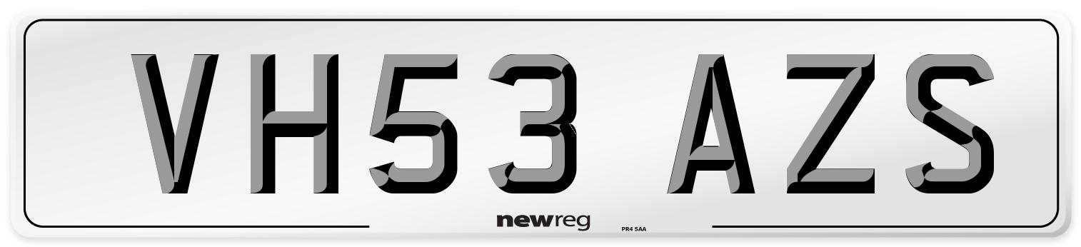 VH53 AZS Number Plate from New Reg
